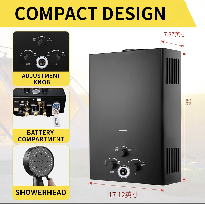 Outdoor Camping Water Heater - Scaldabagno a Gas Istantaneo 16L/18L/20L con