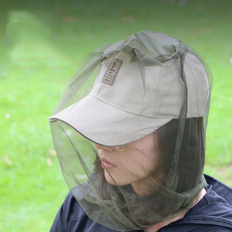 Outdoor Camping Mosquito Net - Cappello con Zanzariera per Pesca all'Aperto,
