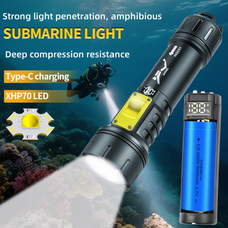 Outdoor Camping And Fishing - Nuova torcia subacquea XHP70 Custodia di