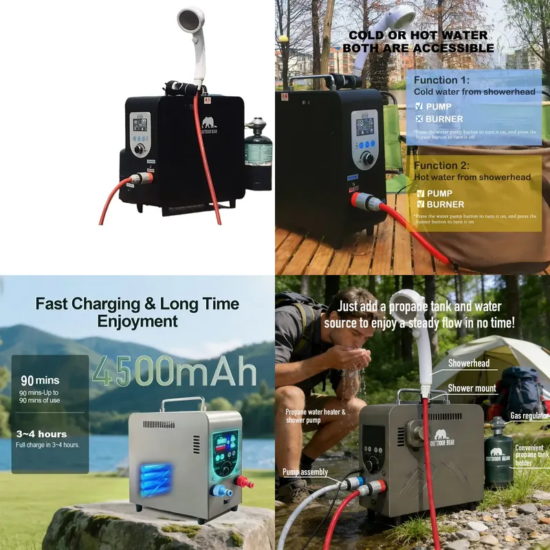 Outdoor Camping Water Heater - Doccia Portatile per Campeggio con Funzione