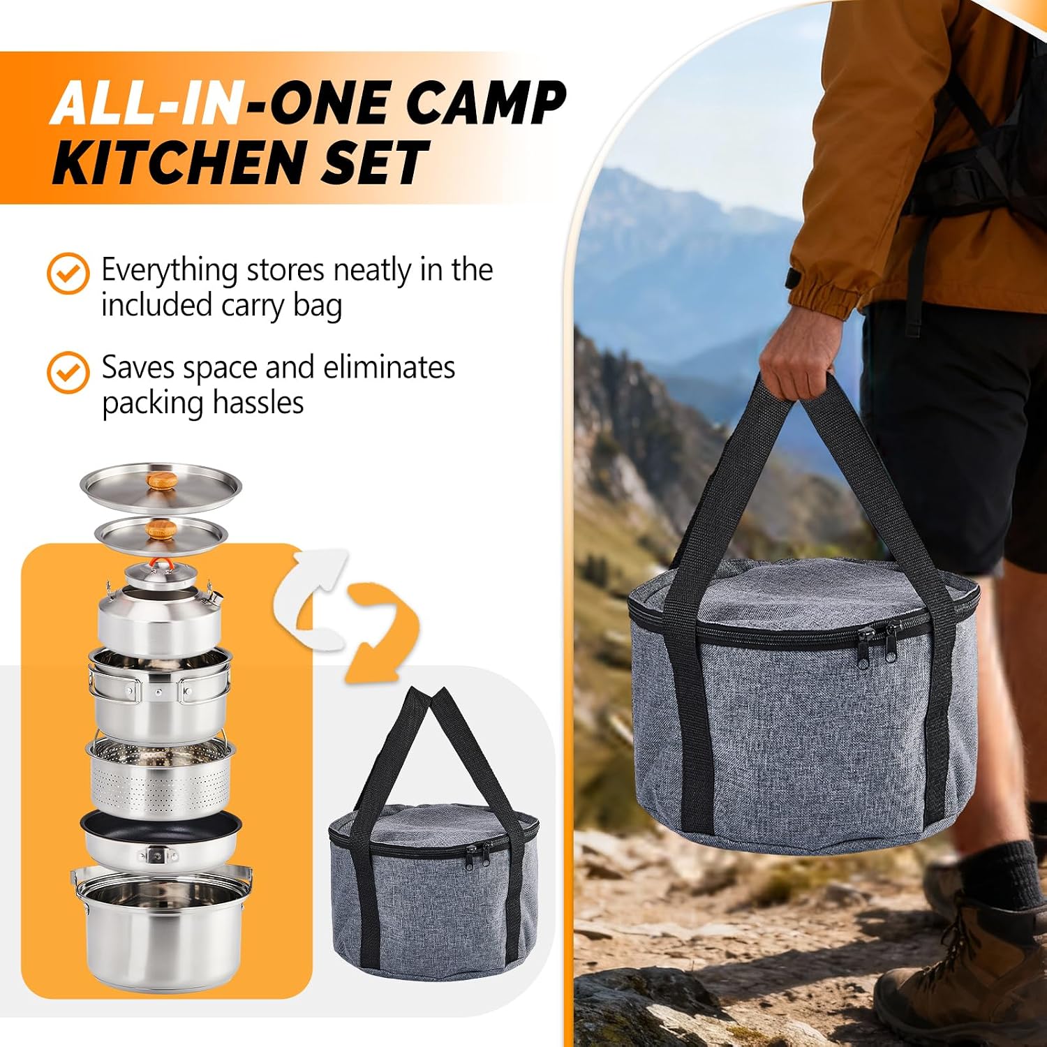Set di 6 utensili da cucina, p - Outdoor Camping Kettle recensione e prezzo